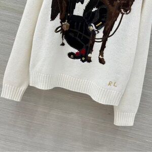 Ralph Lauren Women Cream Sweater with Equestrian Design